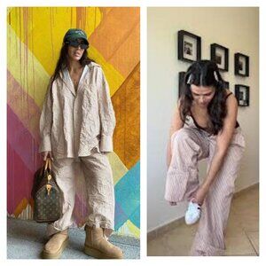 NWT ZARA WRINKLE EFFECT CONVERTIBLE MULTIPOSITIONAL PANTS